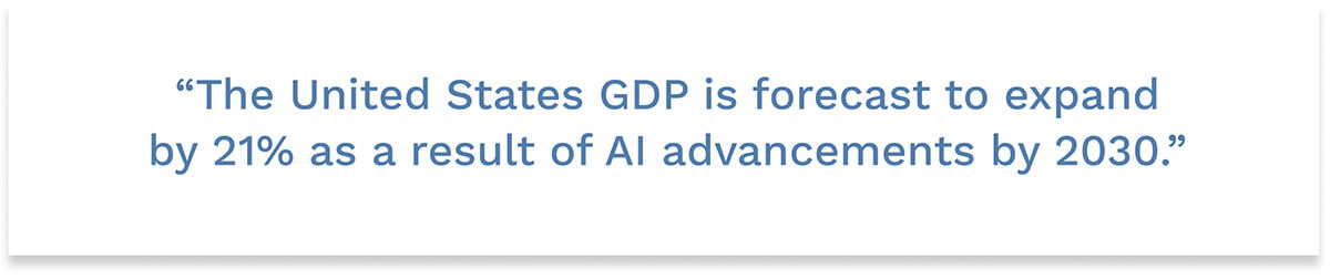 The US GDP is expected to expand by 21% due to AI technology advancements.